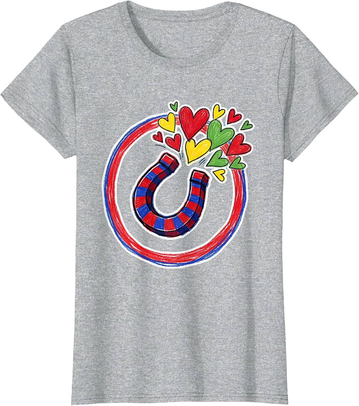 Rizz Em With The Tism Magnetic Hearts Tee T-Shirt - Heather Grey