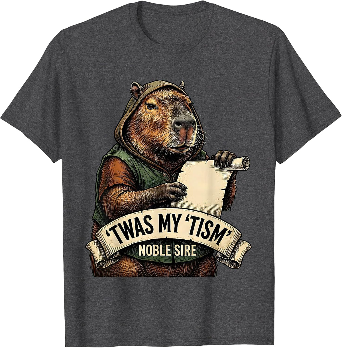 Men's 'Twas My 'Tism Noble Sire Vintage Fantasy Animal Humor T-Shirt - Dark Heather Grey