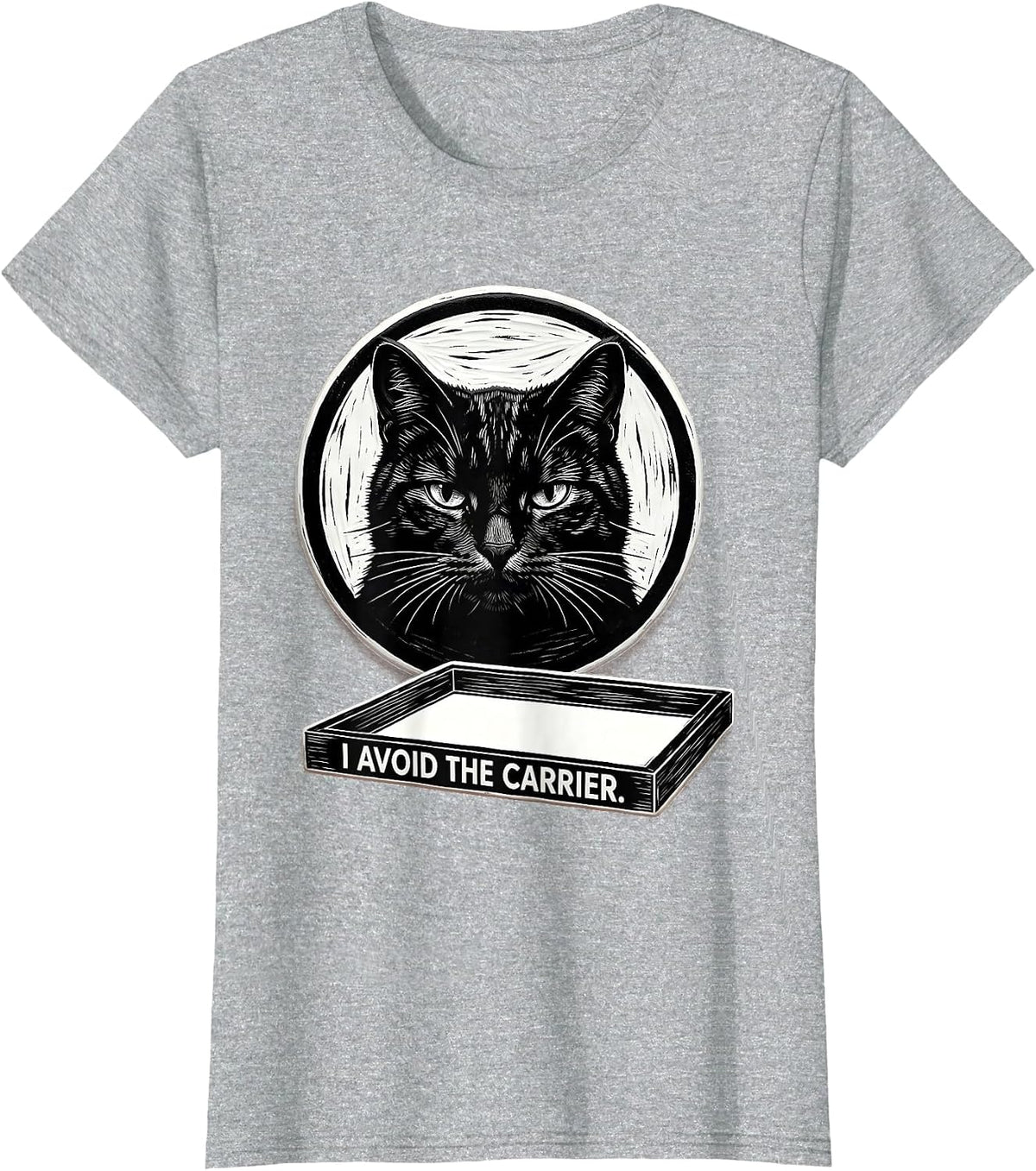 I Avoid The Carrier Funny Cat Meme Internet Humor Cat Lover T-Shirt - Heather Grey