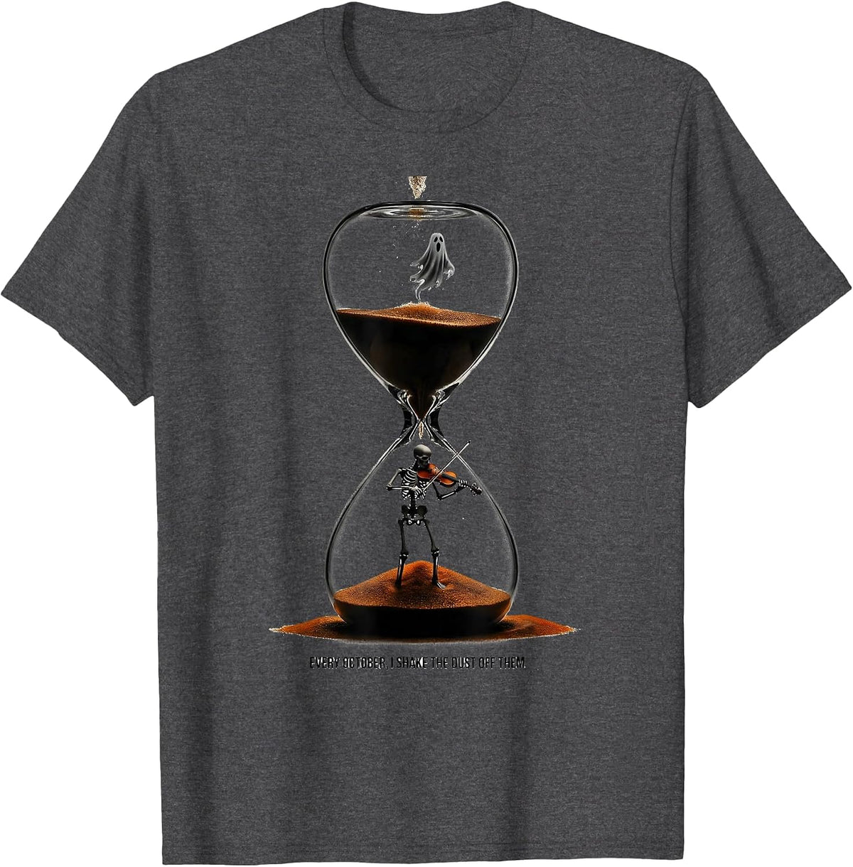 Men's Every October, I Shake The Dust Off Them Music Teacher T-Shirt - Dark Heather Grey