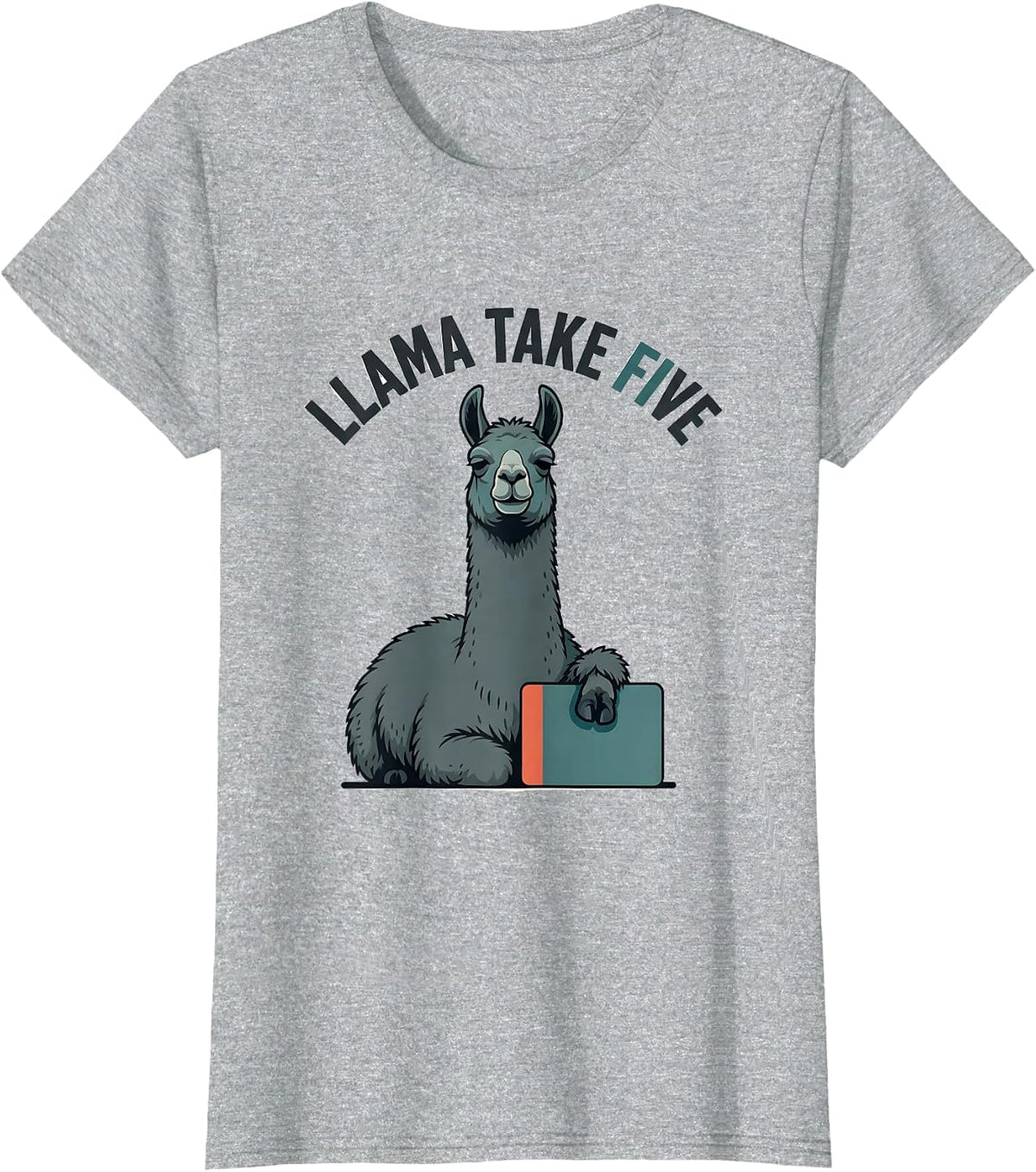 Llama Take Five Funny Llama Lover Alpaca Humor T-Shirt - Heather Grey