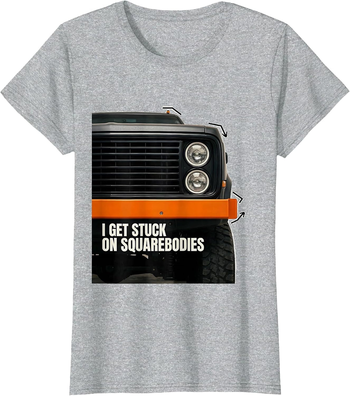 I Get Stuck On Squarebodies Funny Truck Driver Pickup T-Shirt - Heather Grey