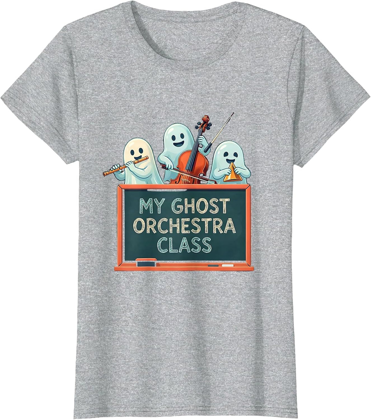 My Ghost Orchestra Class Funny Music Teacher Halloween Ghost T-Shirt - Heather Grey