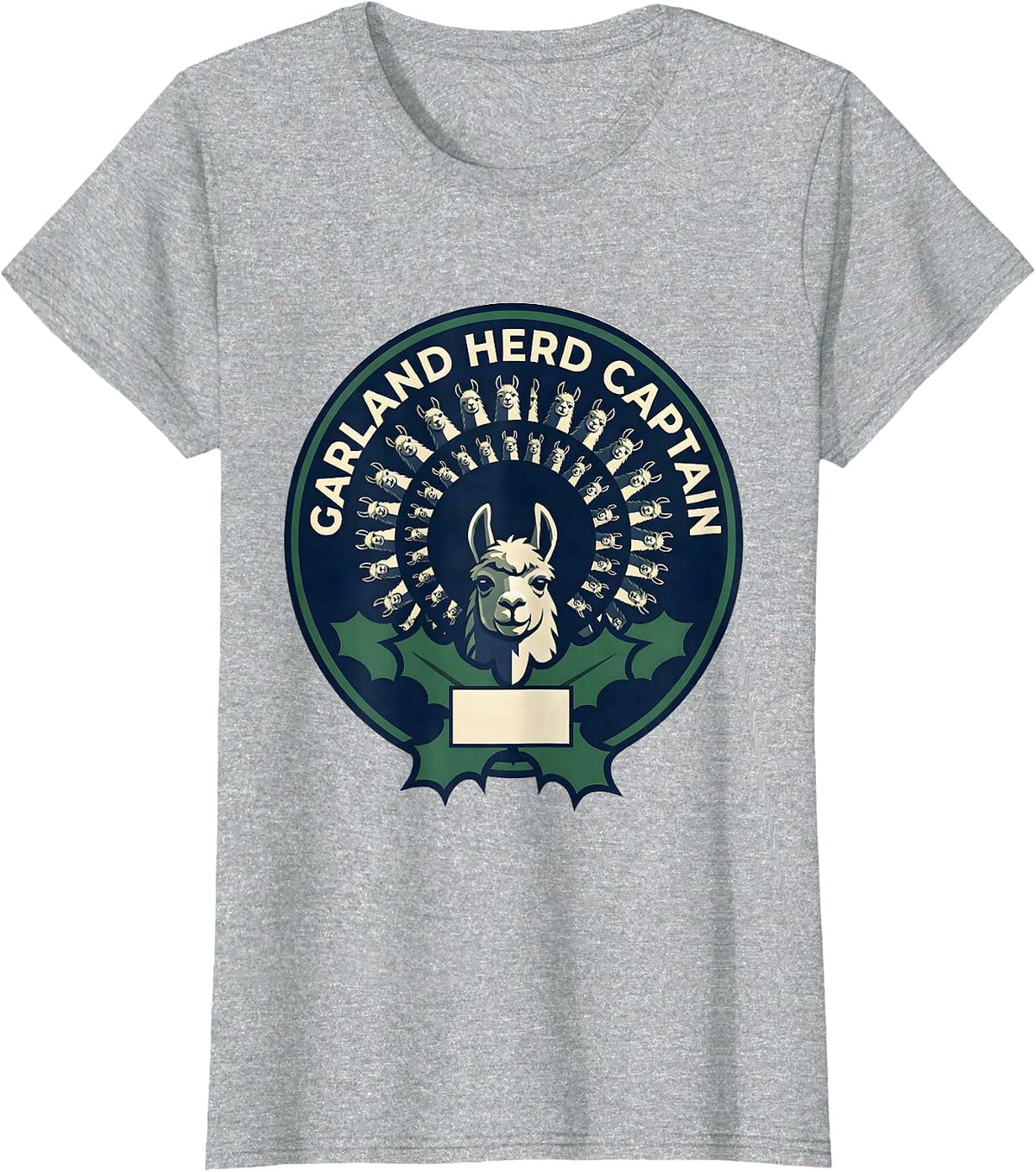 Garland Herd Captain Funny Llama Christmas Alpaca Lover Gift T-Shirt - Heather Grey