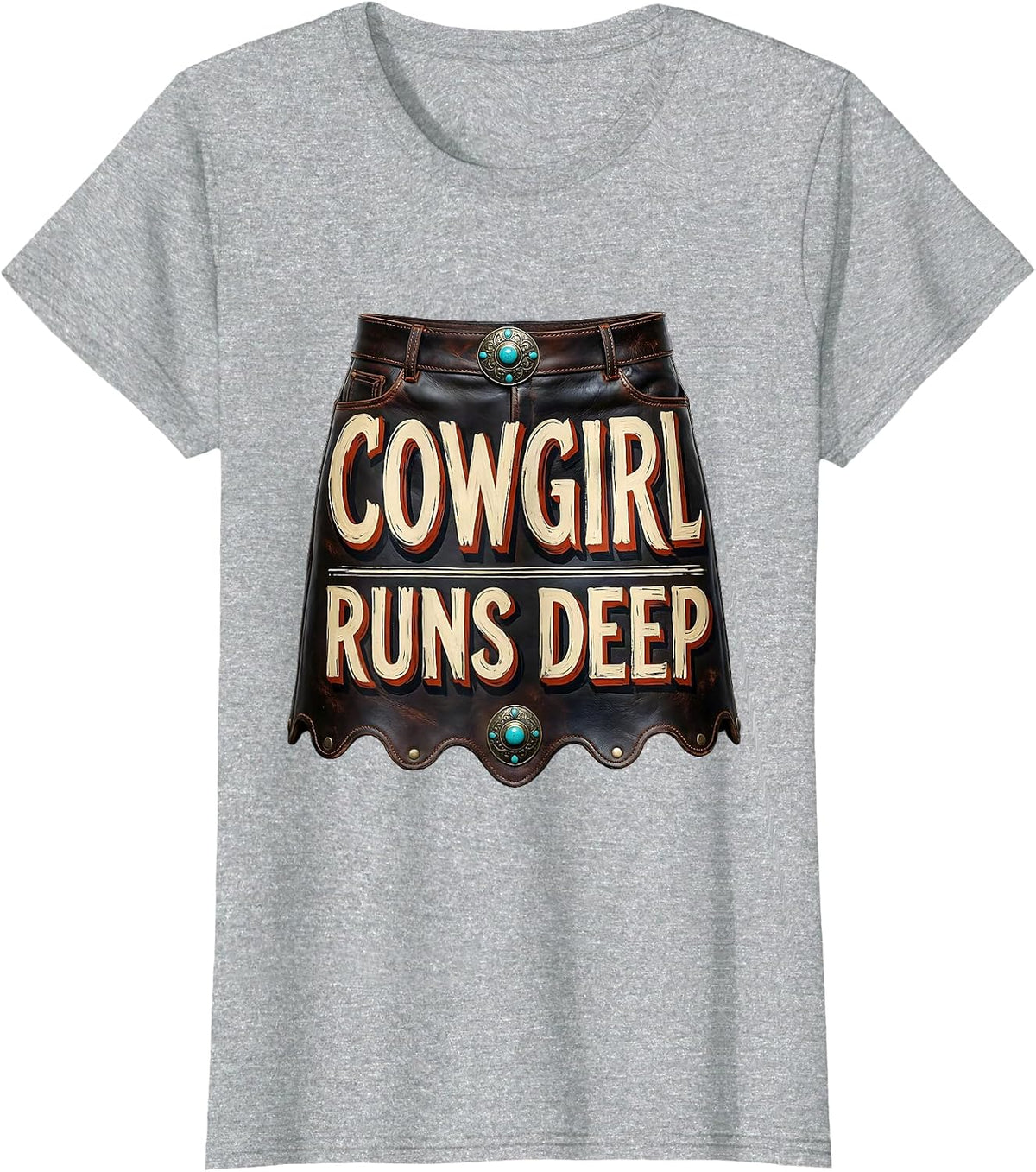 Women's Cowgirl Runs Deep Vintage Western Cowgirl Humor Nostalgic T-Shirt - Heather Grey