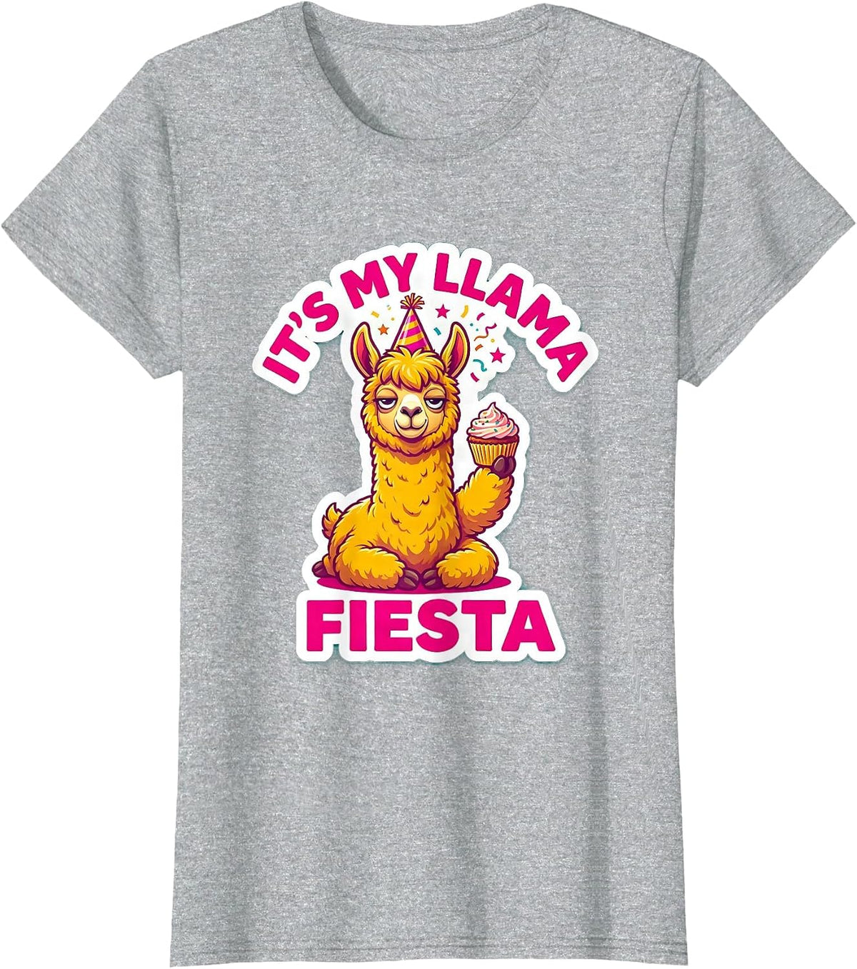 It's My Llama Fiesta Funny Llama Alpaca Humor T-Shirt - Heather Grey