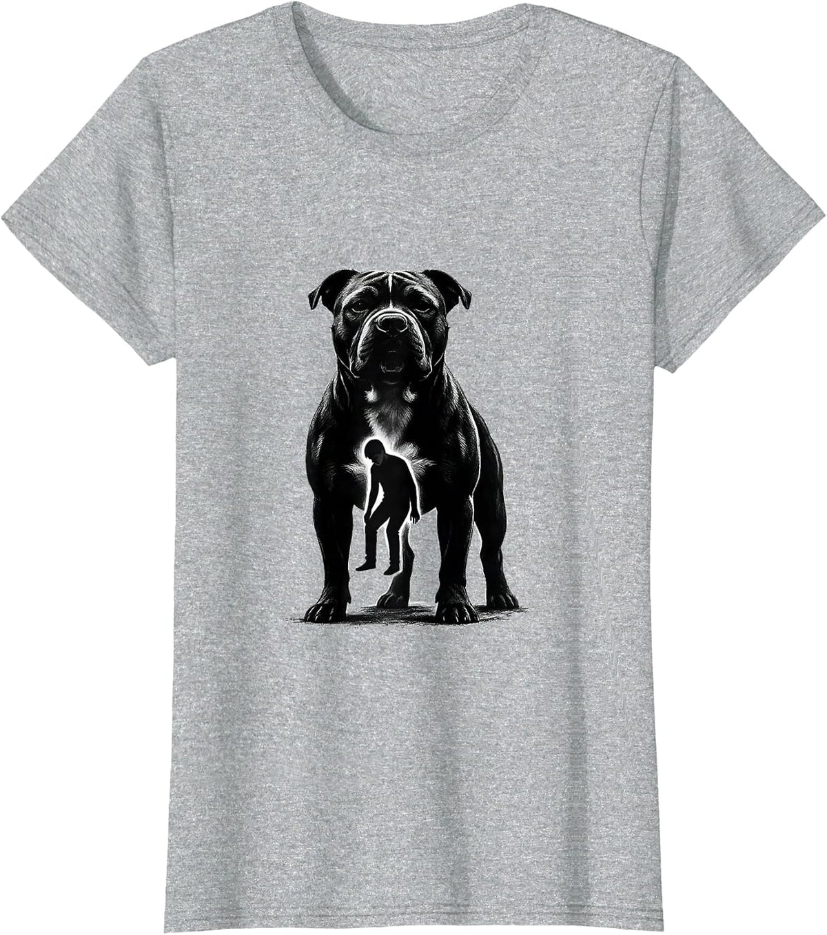 Pit Bull Mom Dog Lover Minimalist Silhouette T-Shirt - Heather Grey