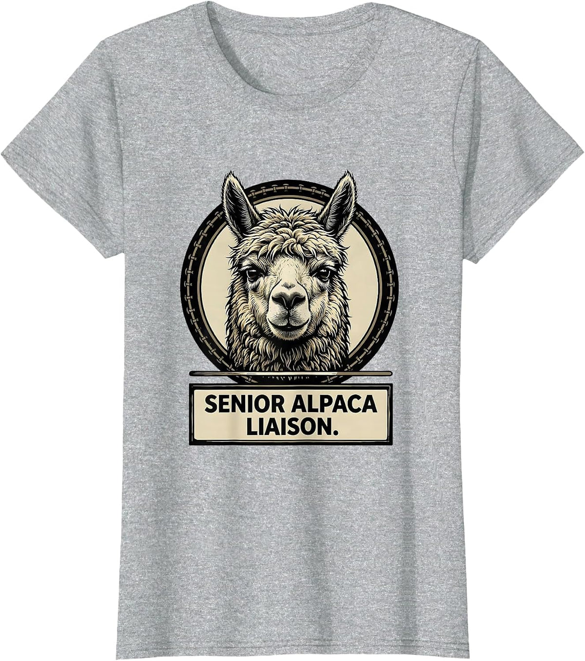 Senior Alpaca Liaison Funny Alpaca Lover Gift T-Shirt - Heather Grey