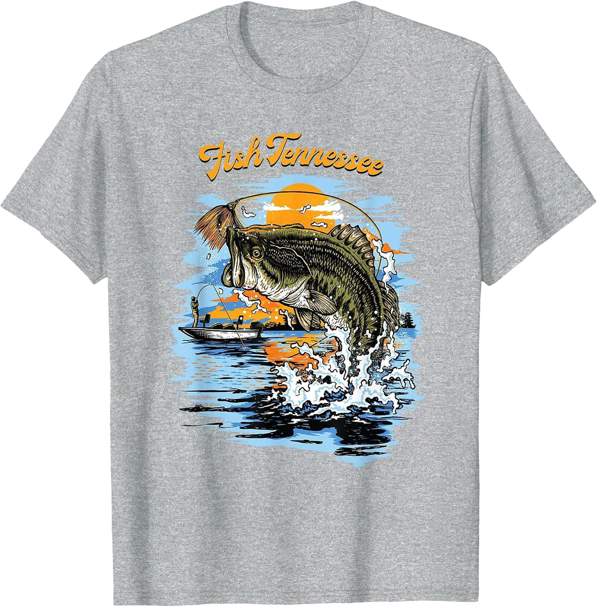 Largemouth Bass Fish Tennessee Fishing T-Shirt - Heather Grey