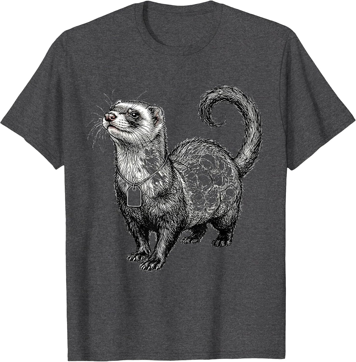 Men's Ferret Lumpy Line Art Funny Small Animal Lover T-Shirt - Dark Heather Grey