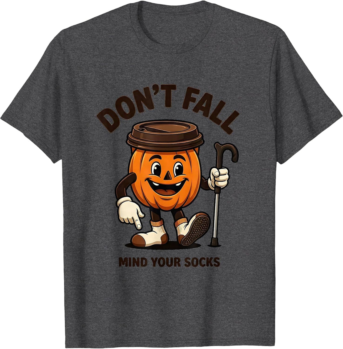 Men's Don't Fall Mind Your Socks Funny Nurse Physical Therapy PT T-Shirt - Dark Heather Grey