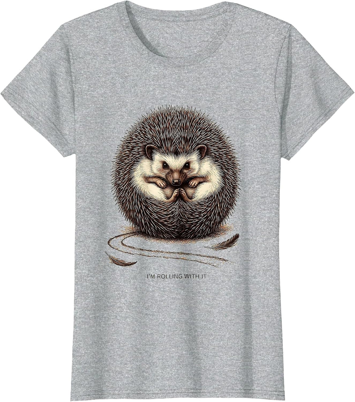 I'm Rolling With It Cute Hedgehog Lover Funny Animal Humor T-Shirt - Heather Grey
