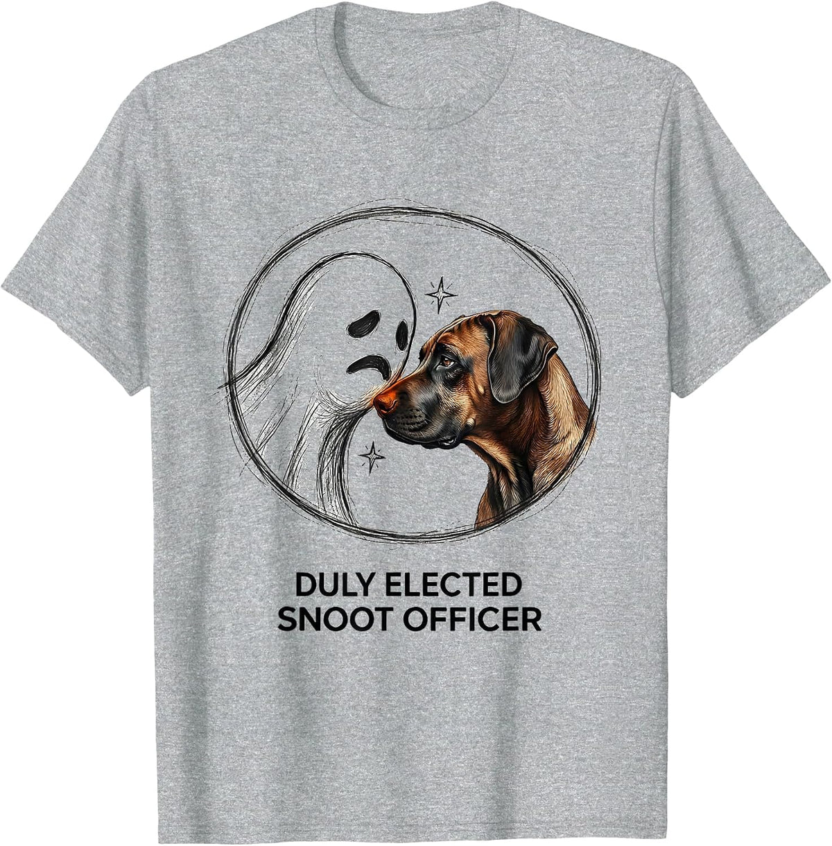 Men's Duly Elected Snoot Officer Hand-Sketched Dog Lover Halloween T-Shirt - Heather Grey
