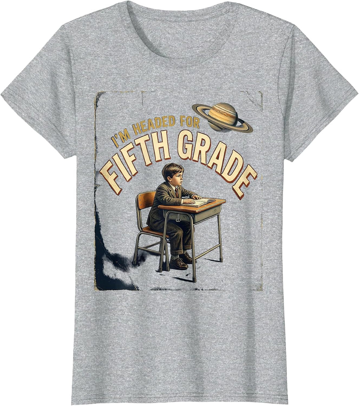 I'm Headed For Fifth Grade Vintage Astronaut Back To School T-Shirt - Heather Grey