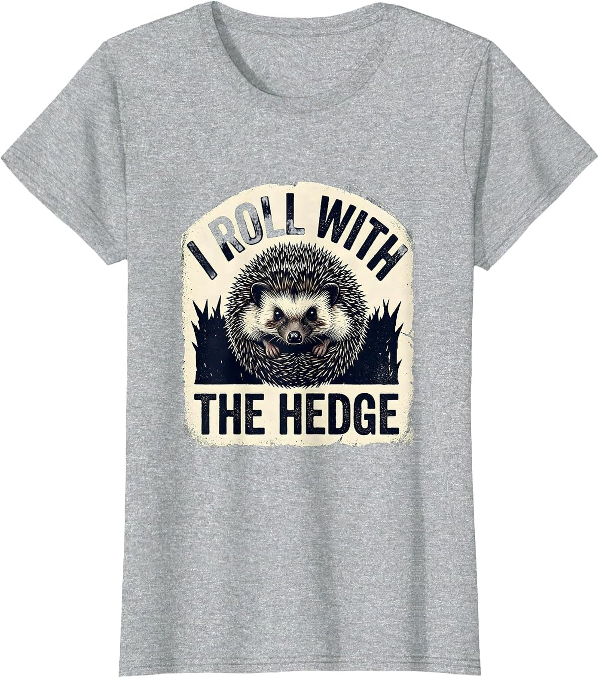 I Roll With The Hedge Cute Hedgehog Animal Humor Novelty T-Shirt - Heather Grey