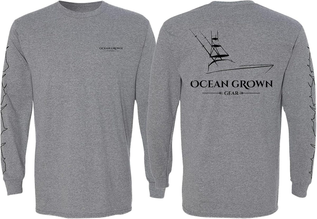 Ocean Grown Sportfisher Fishing T-Shirt - Long Sleeve Gray