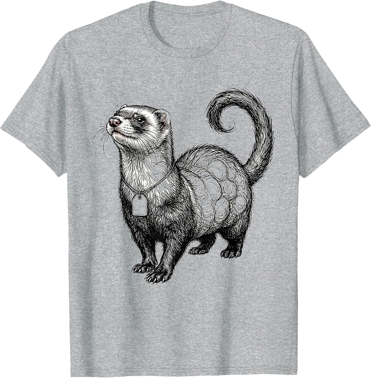 Men's Ferret Lumpy Line Art Funny Small Animal Lover T-Shirt - Heather Grey