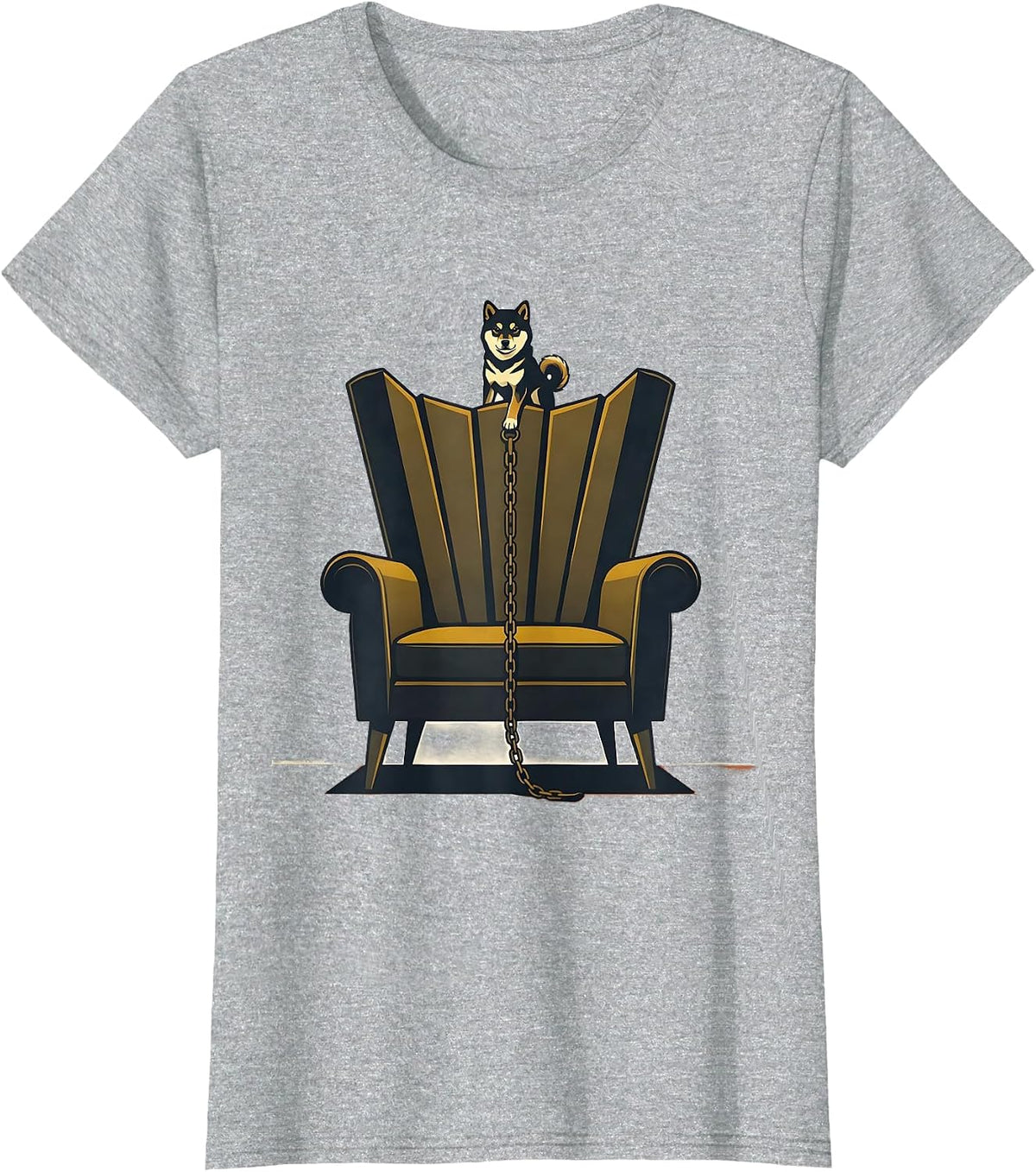 Women's Shiba Inu Throne Chair Midcentury Modern Dog Lover Gift T-Shirt - Heather Grey