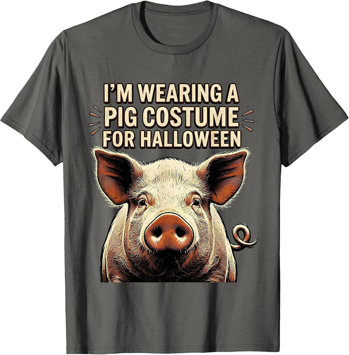 Men's I’m Wearing A Pig Costume For Halloween Vintage T-Shirt - Asphalt Grey