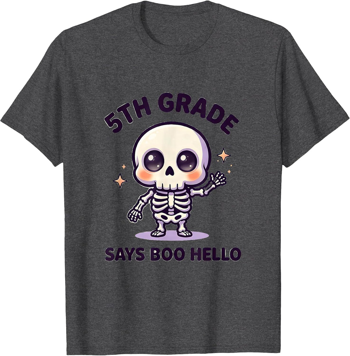 Men's 5th Grade Says Boo Hello Cute Kawaii Halloween Teacher T-Shirt - Dark Heather Grey