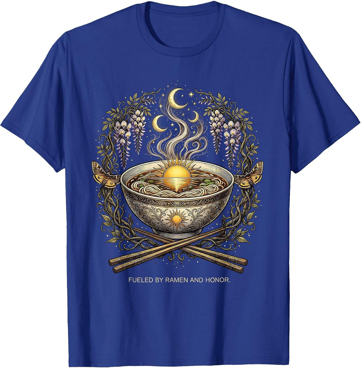 Men's Fueled by Ramen and Honor Japanese Design T-Shirt - Royal Blue