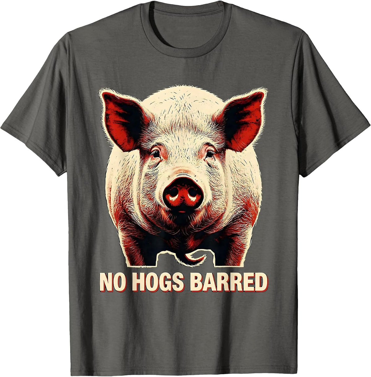 Men's No Hogs Barred Funny Pig Farm Animal Lover Novelty T-Shirt - Asphalt Grey
