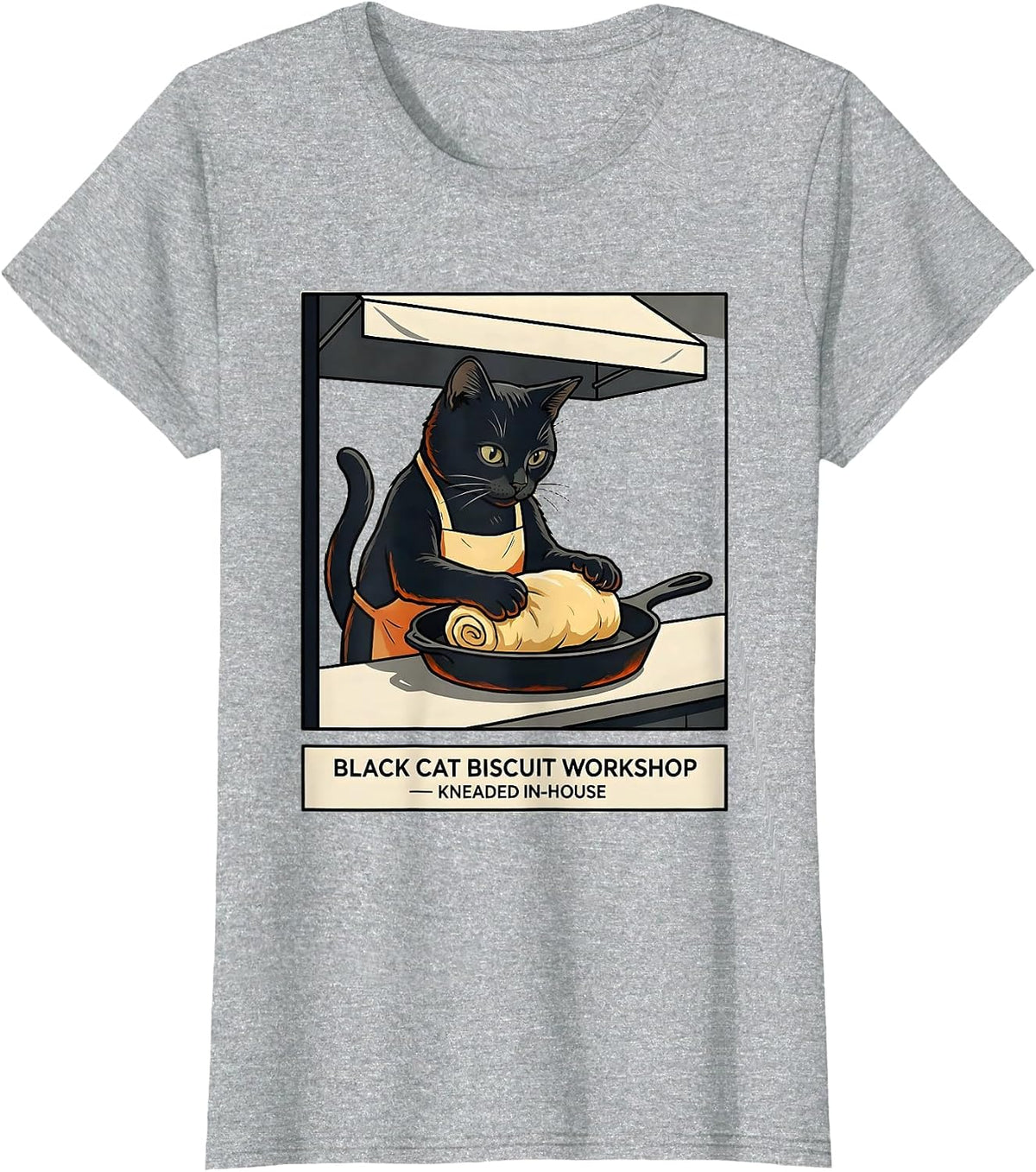 Black Cat Biscuit Workshop Kneaded In-House Cat Lover T-Shirt - Heather Grey