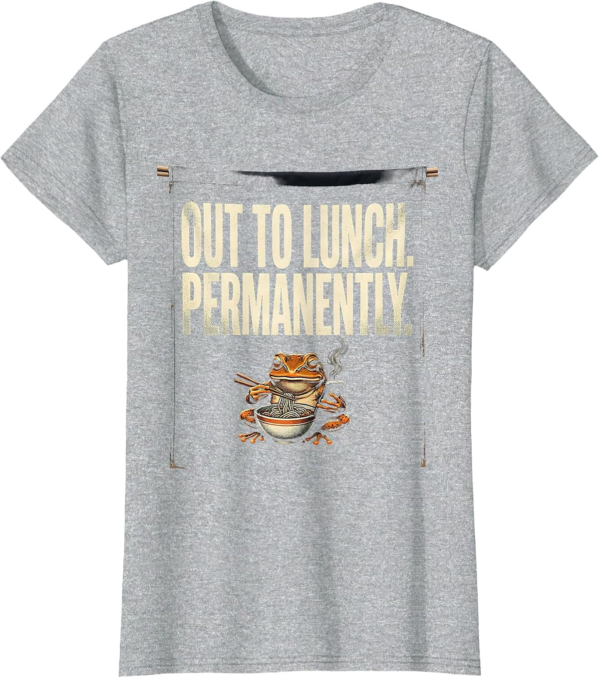Out To Lunch Permanently Funny Grumpy Frog Ramen Phone T-Shirt - Heather Grey