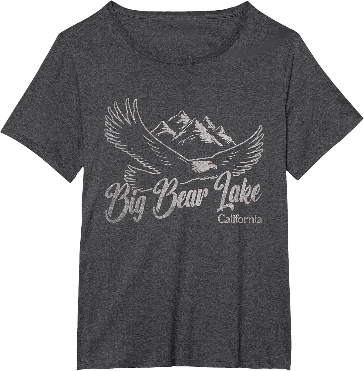 Vintage Big Bear Lake California Mountains Eagle T-Shirt - Dark Heather Grey