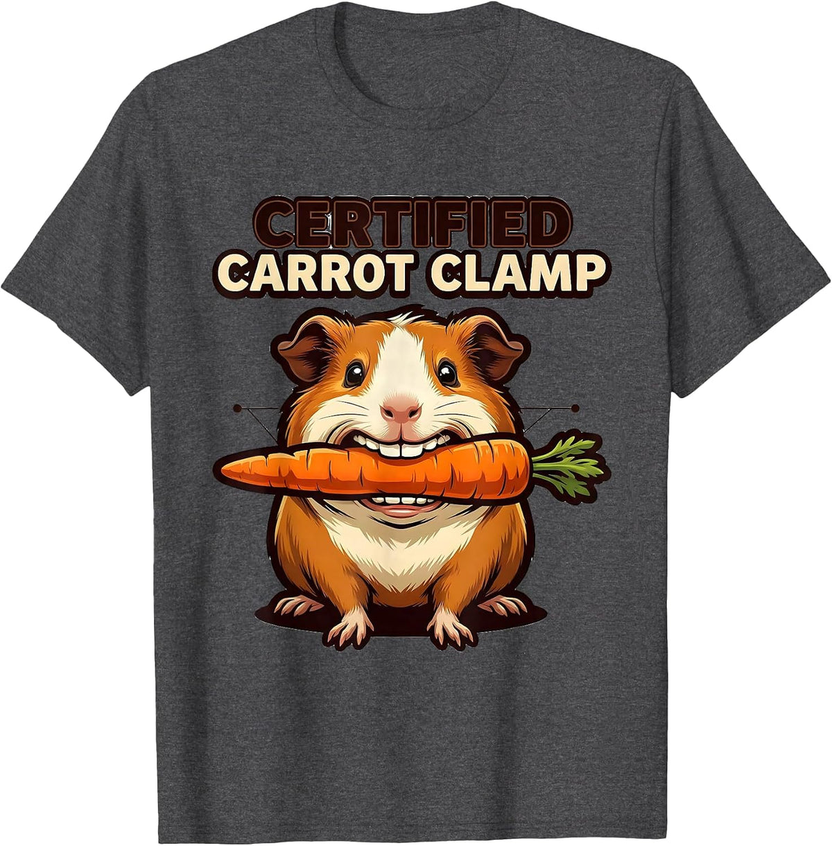 Men's Certified Carrot Clamp Funny Guinea Pig Cavy Lover Humor T-Shirt - Dark Heather Grey