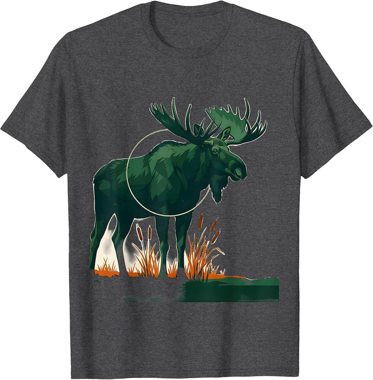 Moose Silhouette Nature Outdoor Hunting Wildlife T-Shirt - Dark Heather Grey