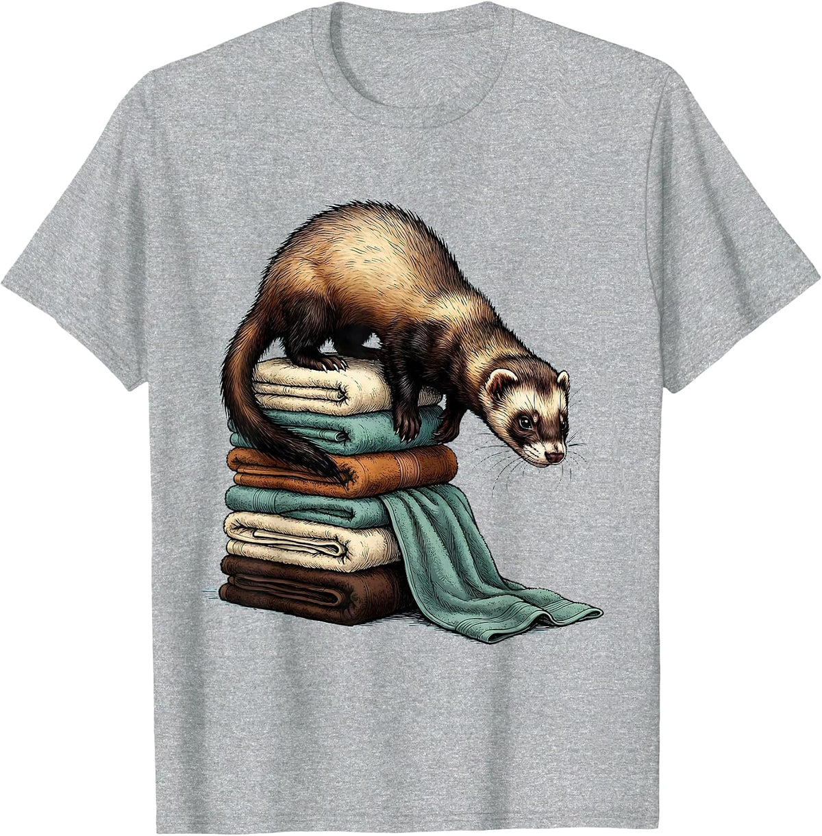 Men's Masked Ferret Breaking Towels Funny Ferret Lover Humor T-Shirt - Heather Grey