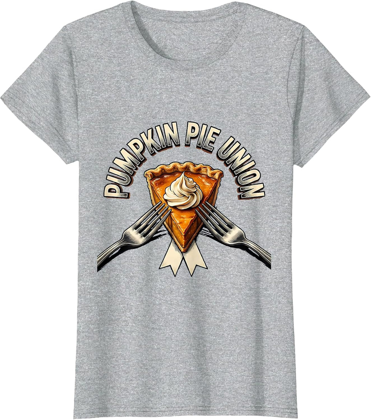 Pumpkin Pie Union Funny Thanksgiving Pie Lover Dessert Humor T-Shirt - Heather Grey