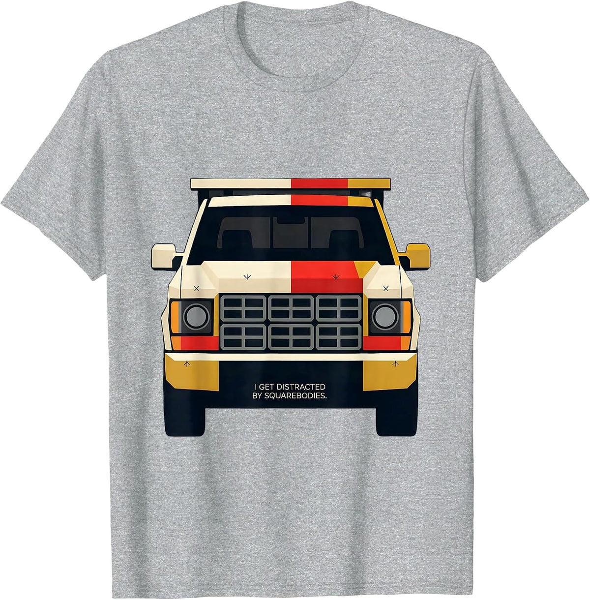 Men's I Get Distracted By Squarebodies Funny Truck Driver Pickup T-Shirt - Heather Grey