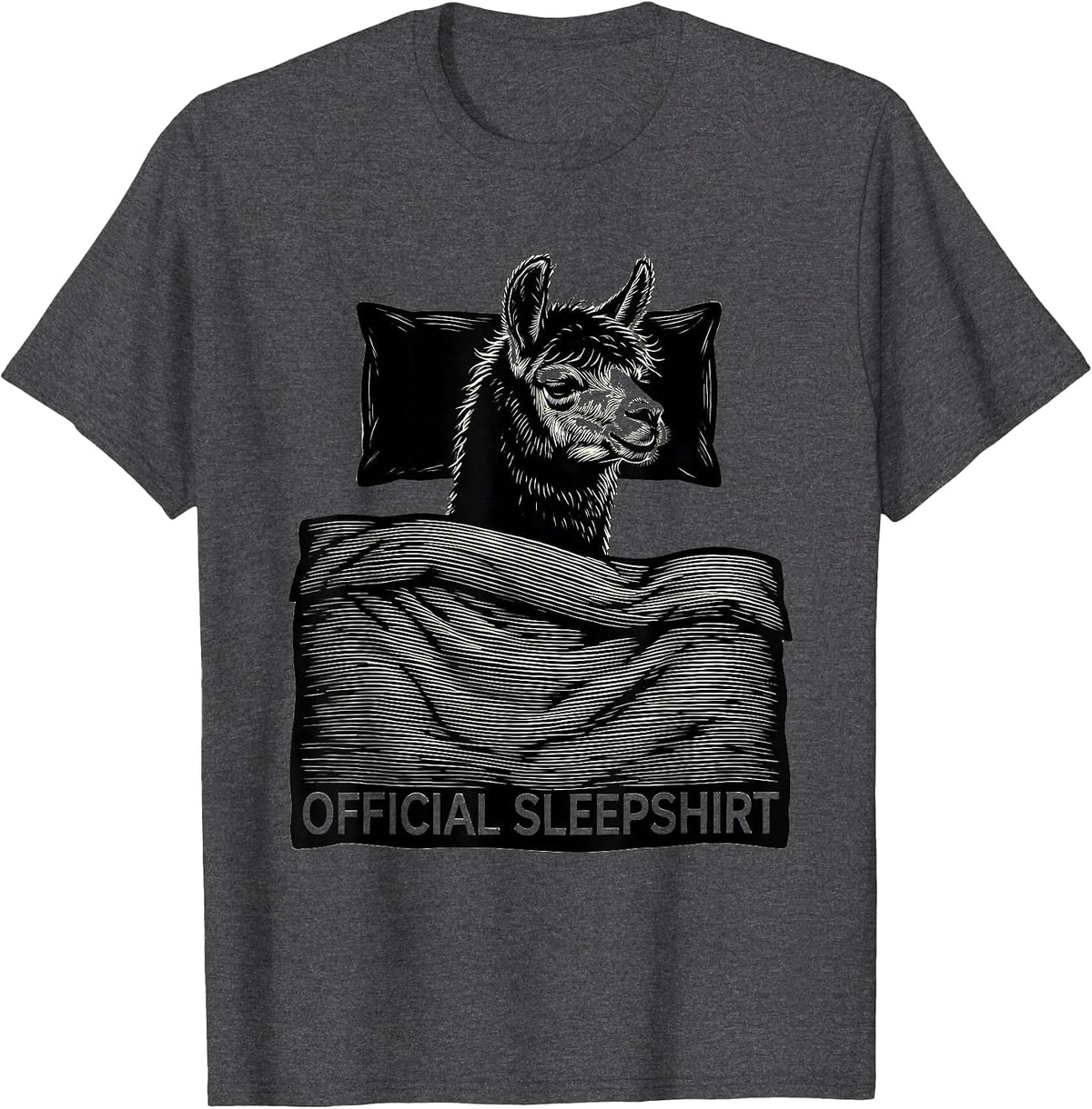 Official Sleepshirt Sleeping Alpaca Cozy Animal Lover Gift T-Shirt - Dark Heather Grey