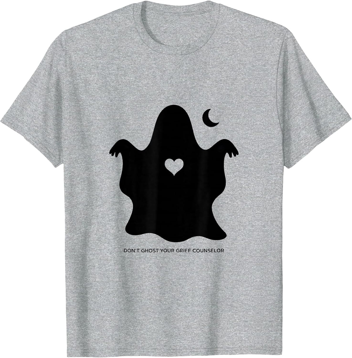 Men's Don't Ghost Your Grief Counselor Mental Health Halloween T-Shirt - Heather Grey