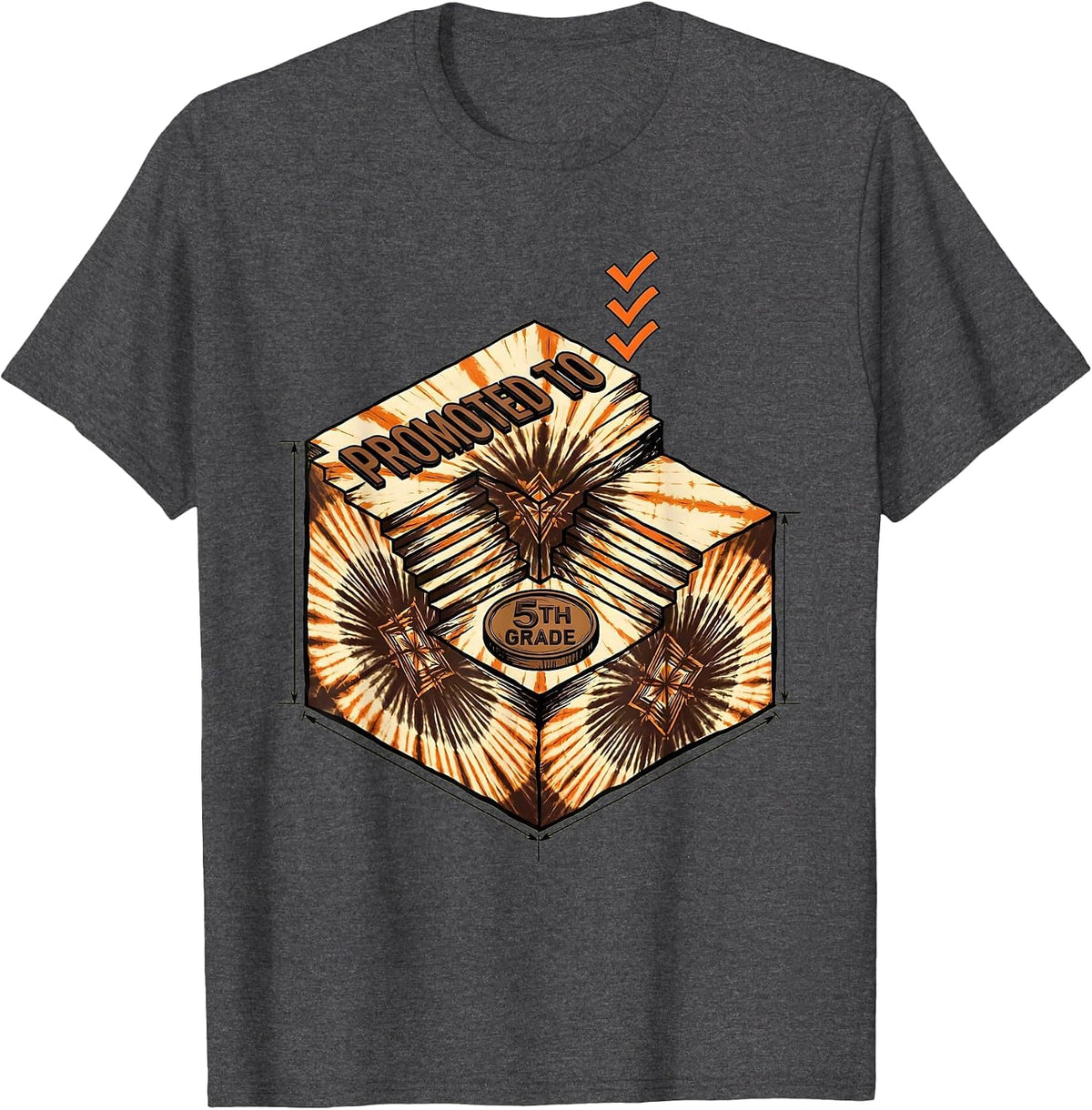 PROMOTED TO 5TH GRADE Camo Back To School Boys Grade Level T-Shirt - Dark Heather Grey
