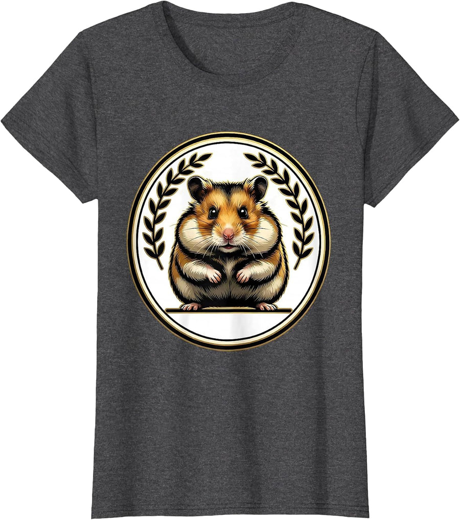 Women's Hamster Cheeks Sign Painter Showcard Funny Small Animal T-Shirt - Dark Heather Grey