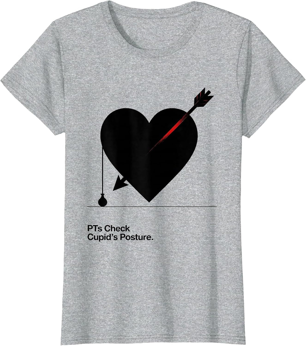 PTs Check Cupid's Posture Funny Physical Therapist Holiday T-Shirt - Heather Grey