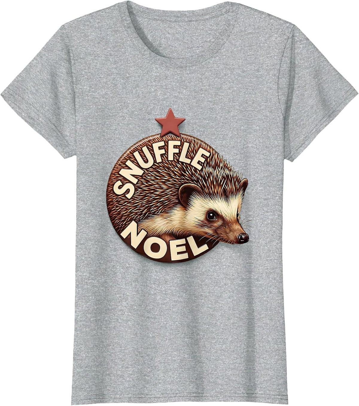 Women's Snuffle Noel Cute Hedgehog Christmas Humor Gift T-Shirt - Heather Grey