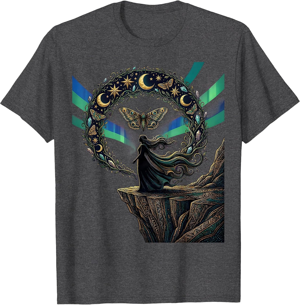 Autism Aurora Borealis Cliff Watching Design T-Shirt - Dark Heather Grey
