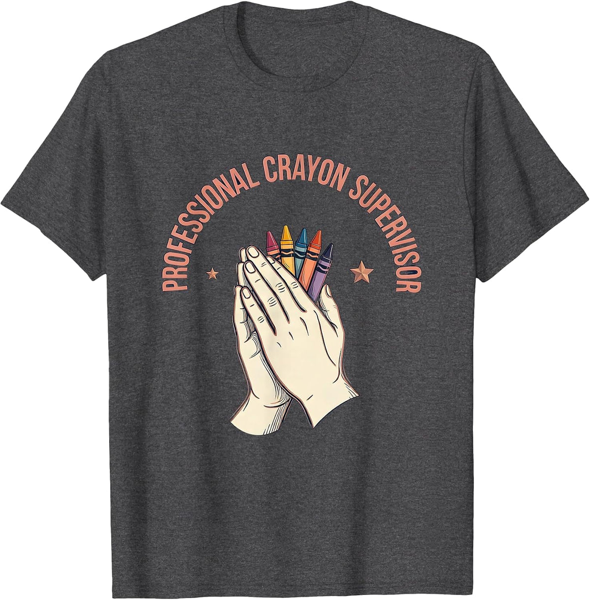 Men's Professional Crayon Supervisor Preschool Teacher T-Shirt - Dark Heather Grey