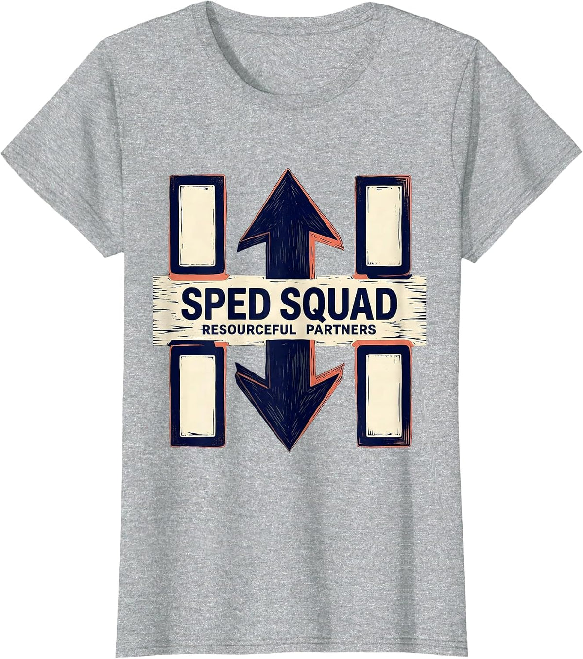 Women's SPED Squad Resourceful Partners Linocut Teacher Appreciation T-Shirt - Heather Grey