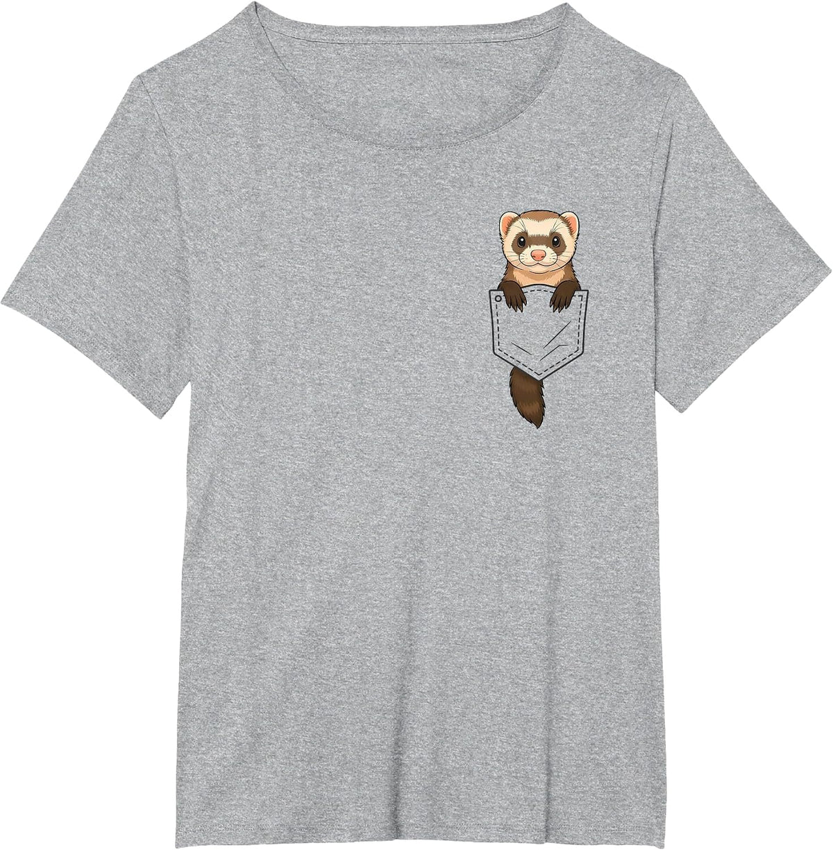 Funny Ferret Peeking in Pocket Animal Lover Men Women Kids T-Shirt - Heather Grey