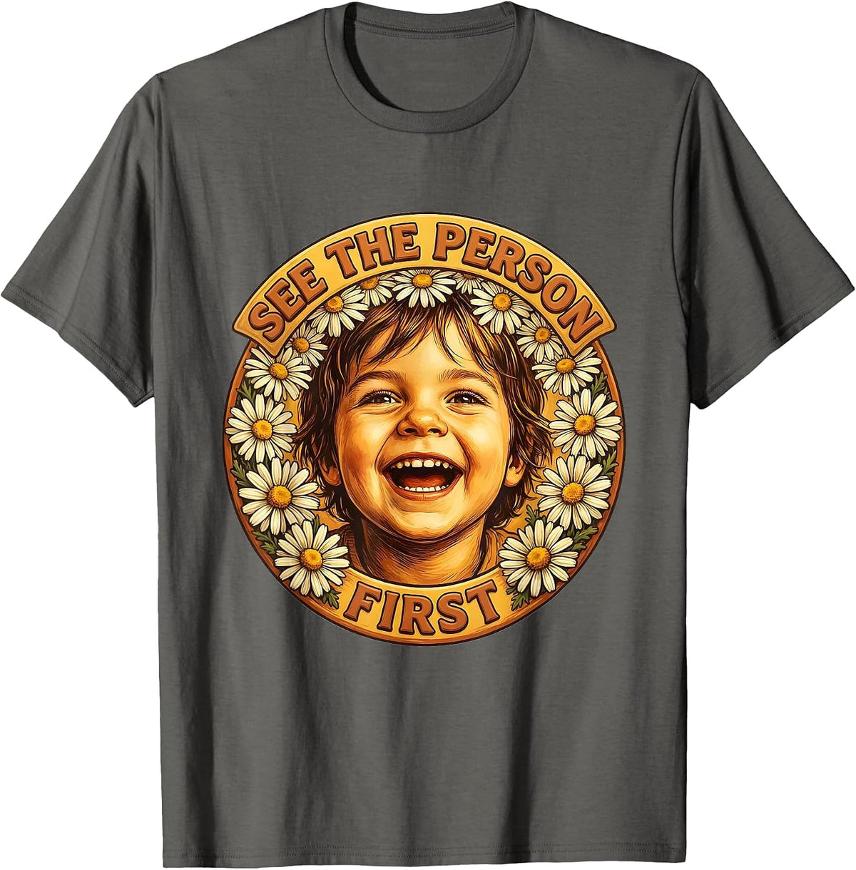 See the Person First Down Syndrome Awareness T-Shirt - Asphalt Grey