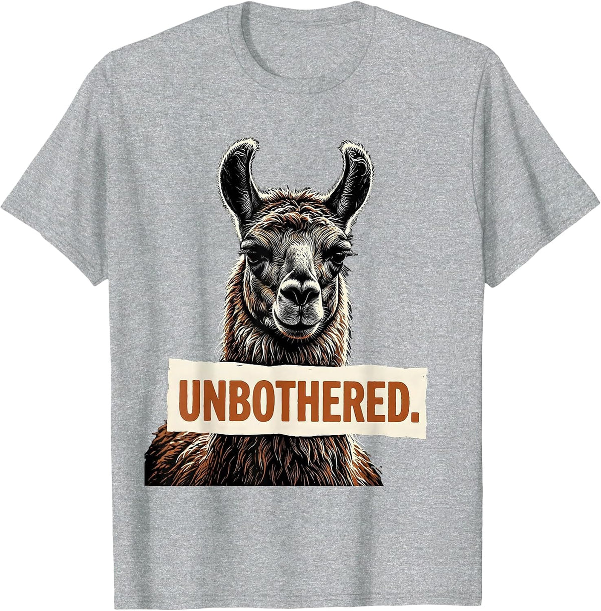Men's Unbothered Llama Alpaca Funny Animal Lover Humor T-Shirt - Heather Grey
