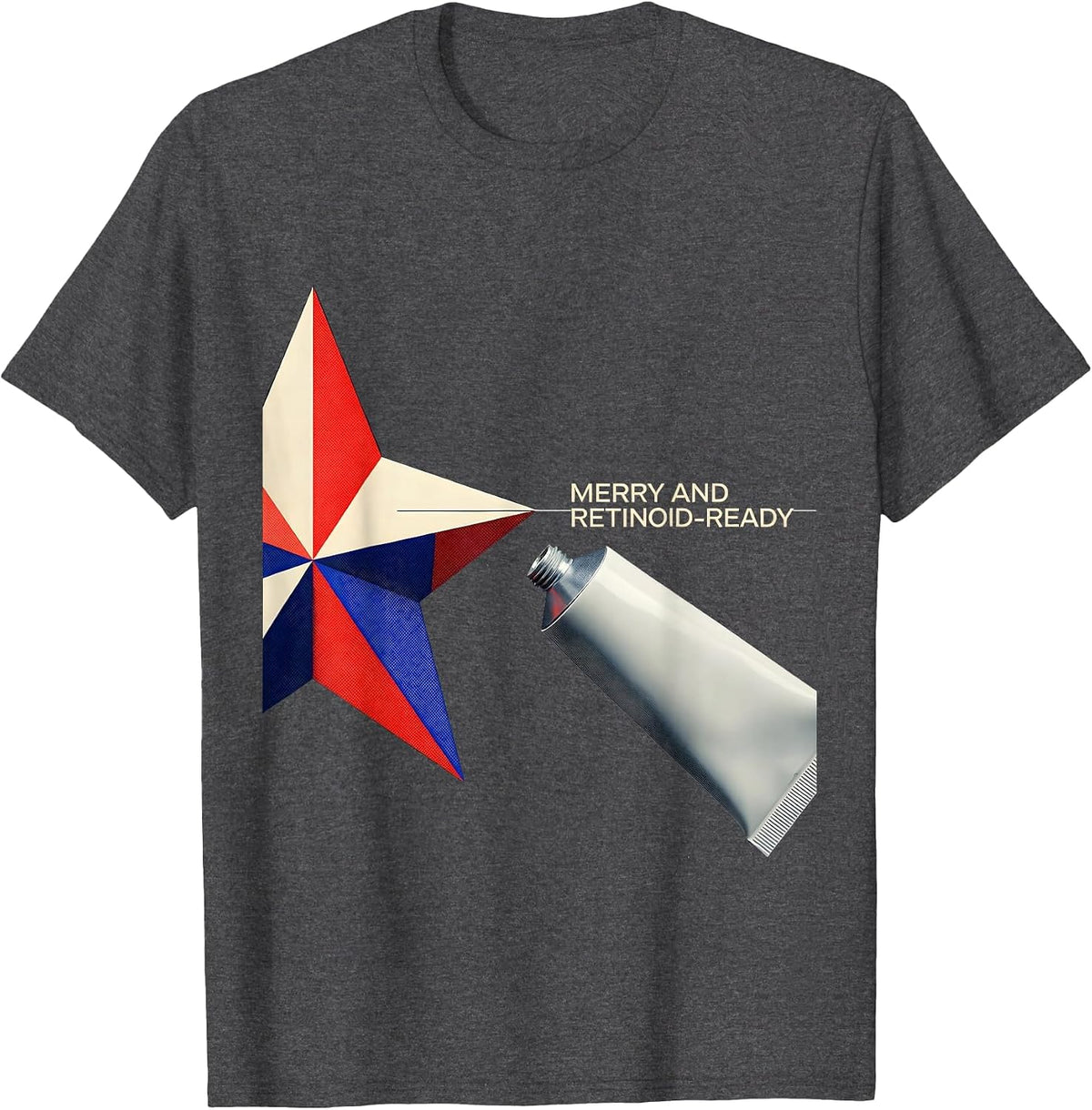 Men's Merry And Retinoid-Ready Geometric Esthetician Dermatology T-Shirt - Dark Heather Grey