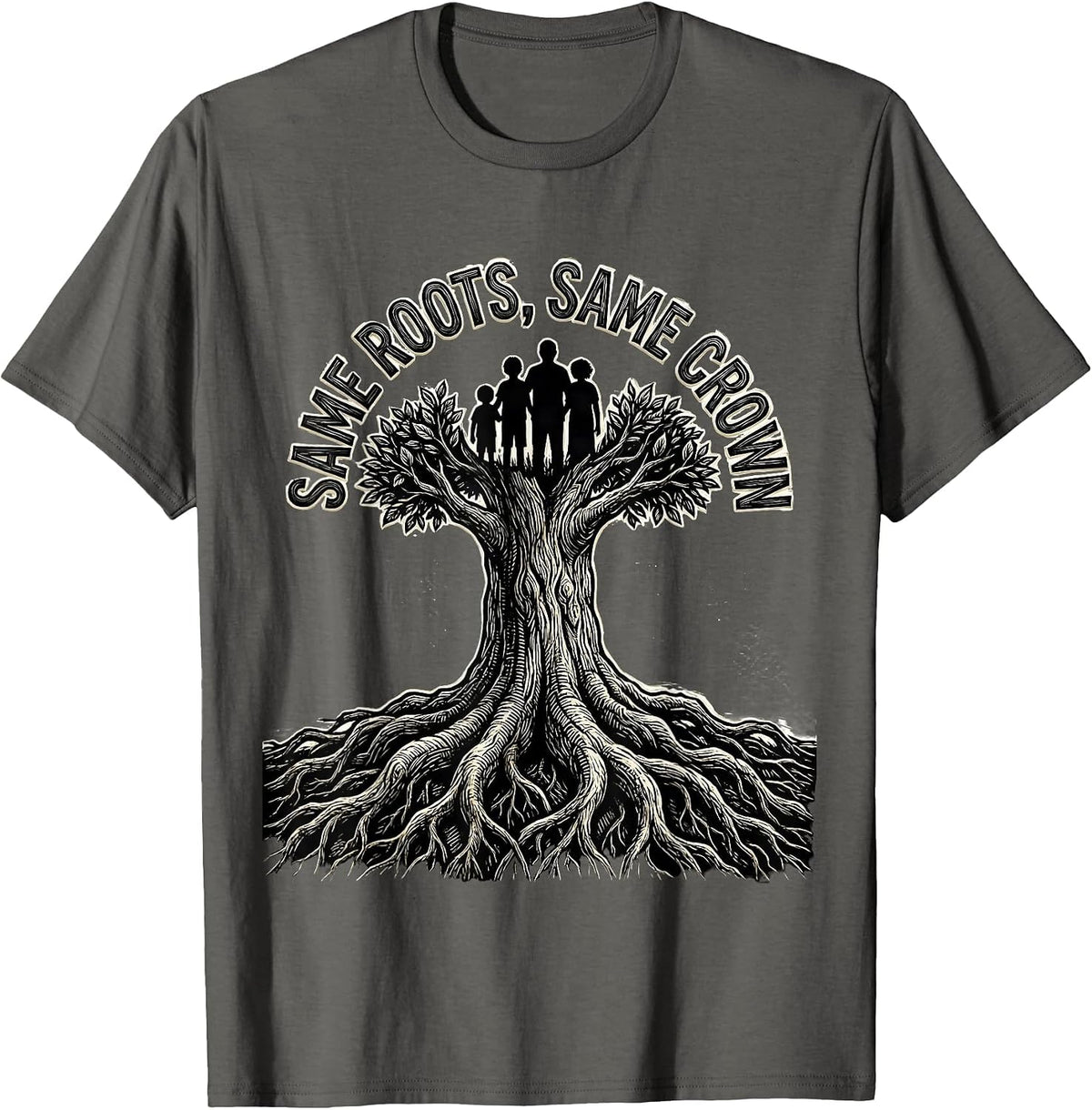 Same Roots, Same Crown Family Reunion Matching Group T-Shirt - Asphalt Grey