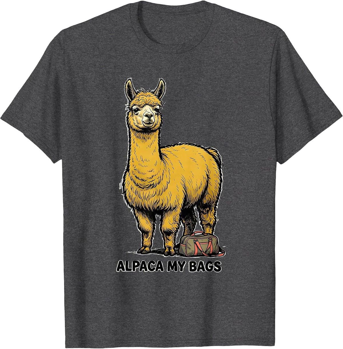 Men's Alpaca My Bags Funny Alpaca Humor Animal Lover Gift T-Shirt - Dark Heather Grey