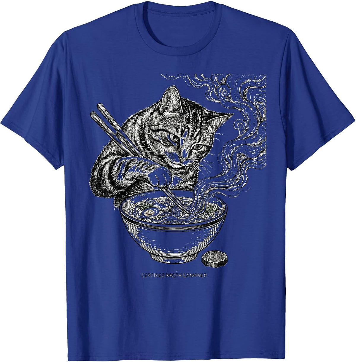 Certified Broth Examiner Funny Cat Ramen Anime Kawaii Gift T-Shirt - Royal Blue